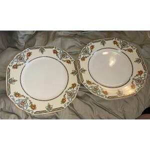 Antique Vtg WH Grindley and Co 7 Dinner Plates Salad Plates Dishes Art Nuevo